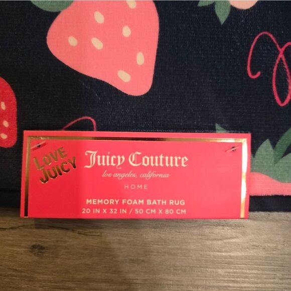 Juicy Couture Home Signature Logo Strawberries Memory Foam Bath Rug - Picture 4 of 6